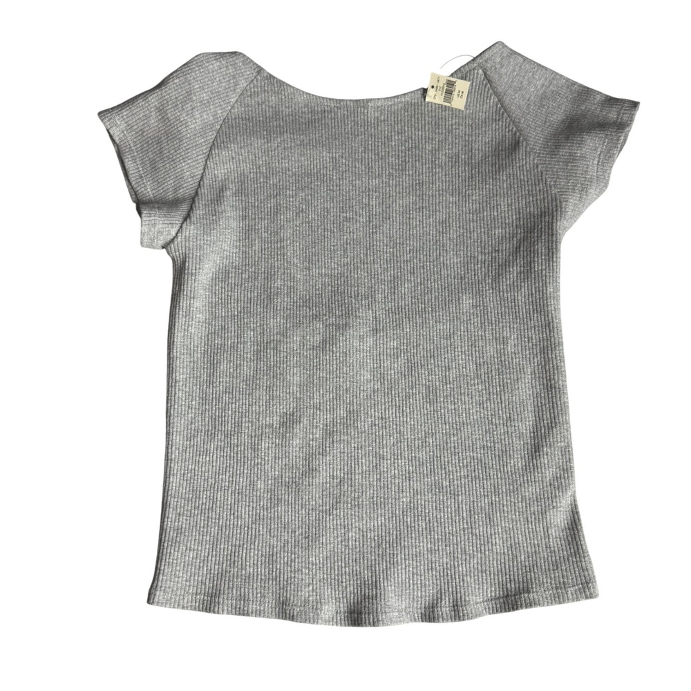 Aerie Ribbed Open Back Short Sleeve T-Shirt Gray‎ Top Womens Medium NEW NWT
